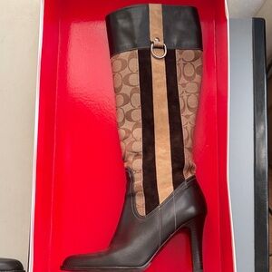 Coach Augustine Women's Black and Brown Patterned Heeled Boots
